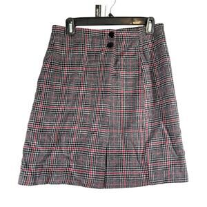Karin Morgan Collection Wool Blend A-Line Mini Skirt Woman's 12 Black Red Plaid